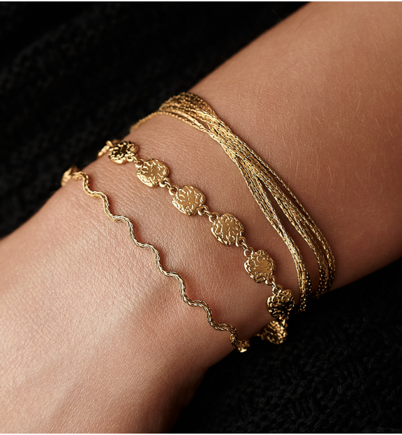 Zestaw trzech złotych bransoletek ZN0001