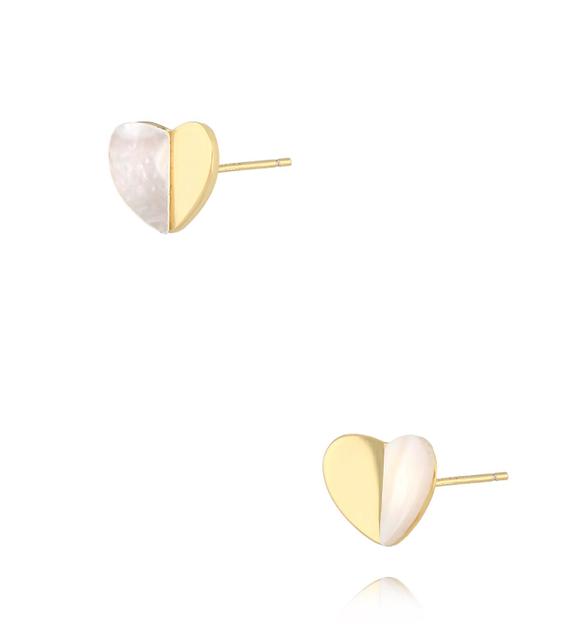 Kolczyki serca złote z masą perłową KLT0001