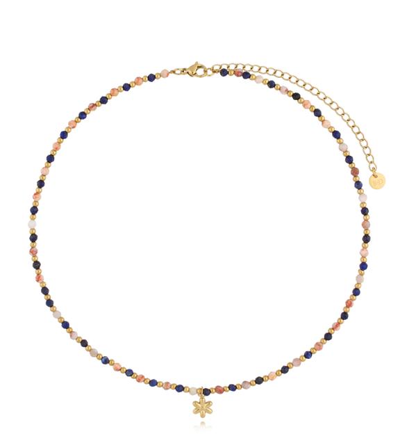 Naszyjnik z kamieniami naturalnymi i kwiatuszkiem Latifa NSC0388