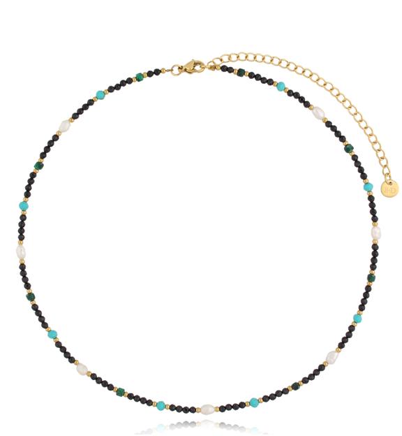 Naszyjnik czarny z perłami Subtle NSC0354