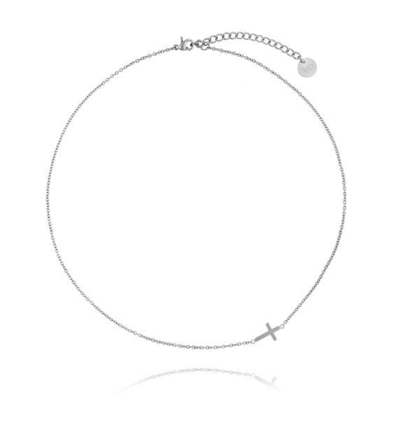 Naszyjnik srebrny z krzyżykiem ze stali szlachetnej NSA0043