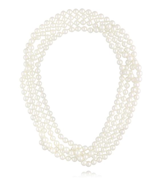 Naszyjnik z klasycznych pereł w odcieniu czystej bieli długi NPE0369