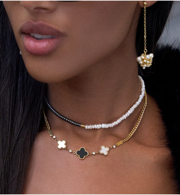 Naszyjnik z hematytami i perłami NTW1257