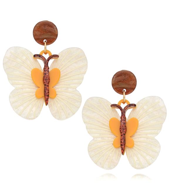 Kolczyki z motylkami Beige Butterflies KZA0108
