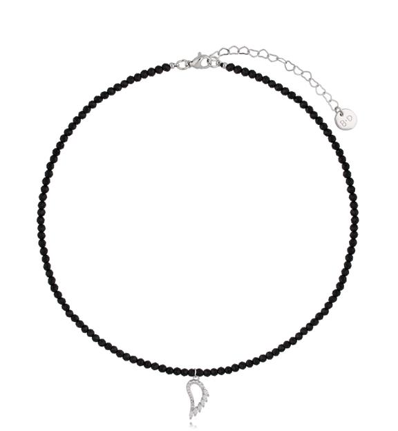 Naszyjnik czarny ze skrzydełkiem Lifestyle NTW0910