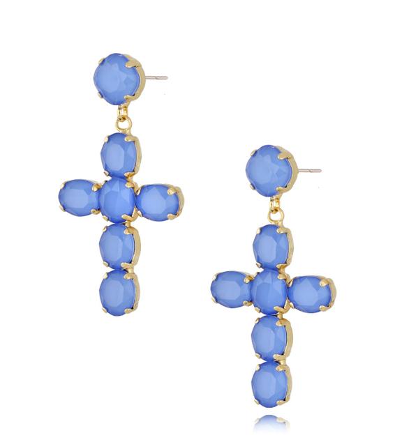 Kolczyki niebieskie krzyże Jolene KRG0847