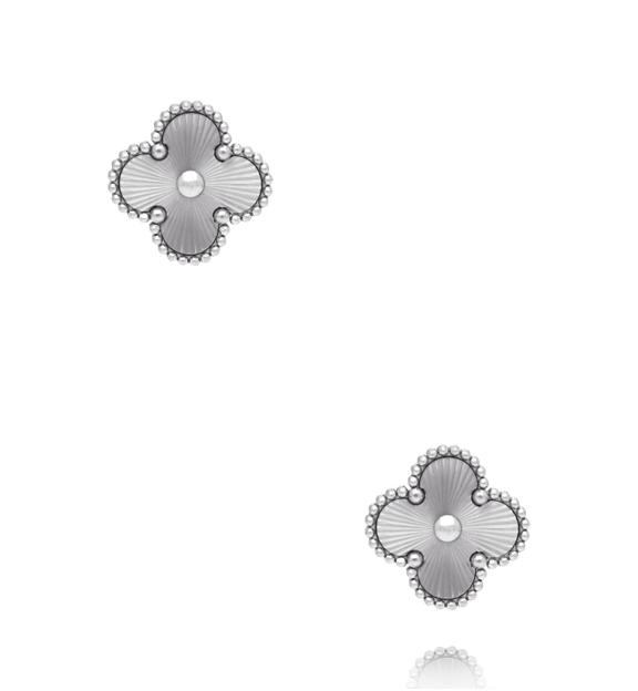 Kolczyki w kształcie koniczyny srebrne KSY0596