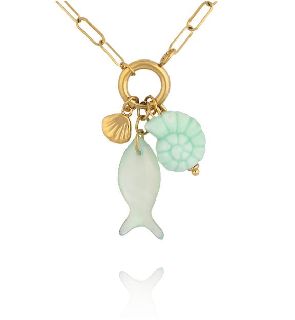 Naszyjnik z rybką w kolorze mięty NSY0752