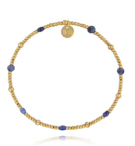 Bransoletka z sodalitu i złoconych koralików BTW3564