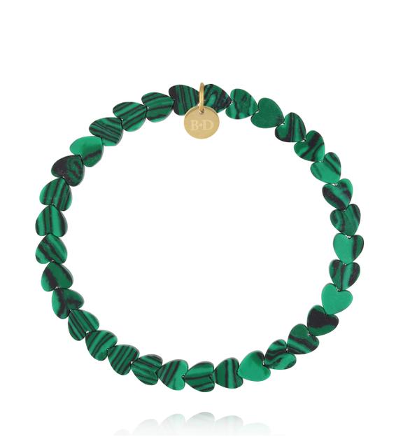 Bransoletka z sercami- malachity BTW3739