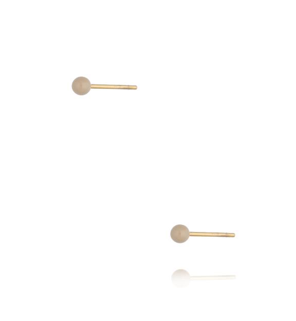 Kolczyki złote kulki z beżową emalią 3 mm Enamel Balls KSA1422