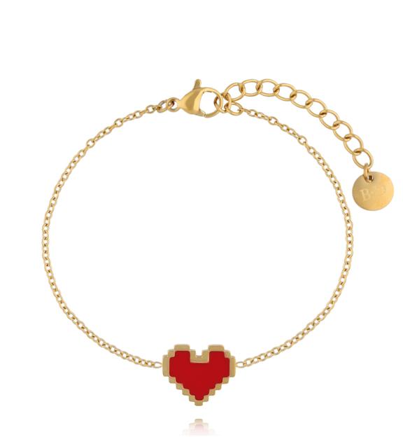 Bransoletka z czerwonym sercem w stylu pixel BSY0564