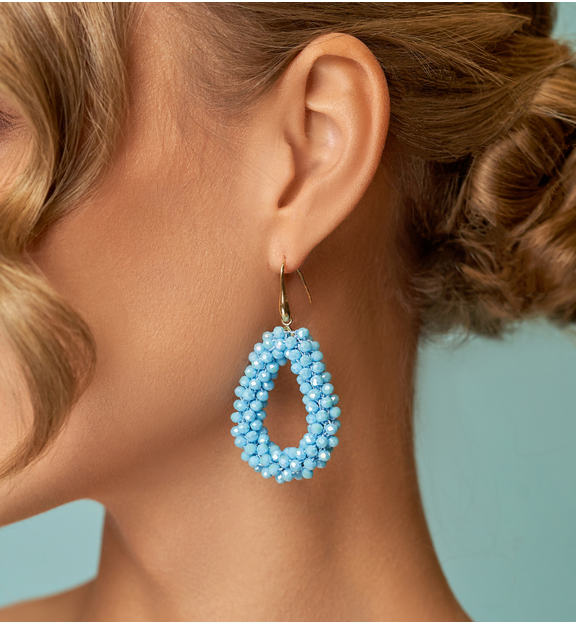 Kolczyki z kryształkami niebieskie łezki Luminous KWE0054