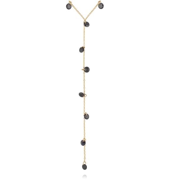 Naszyjnik złoty z krawatką i czarnymi kryształkami NSY0605