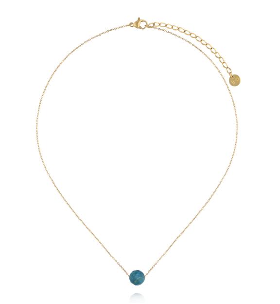 Naszyjnik z fasetowanym apatytem na delikatnym złotym łańcuszku NLB0381