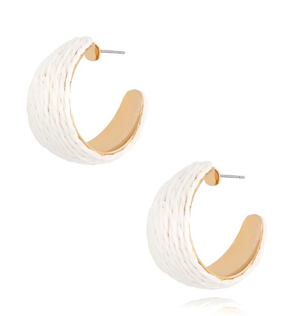 Kolczyki białe ze sznurkiem Nelia KSO0051