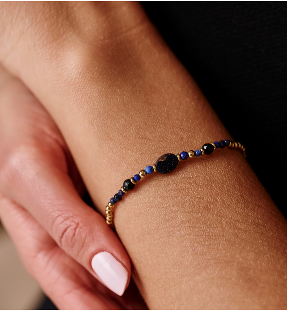 Bransoletka granatowo złota BTW3590