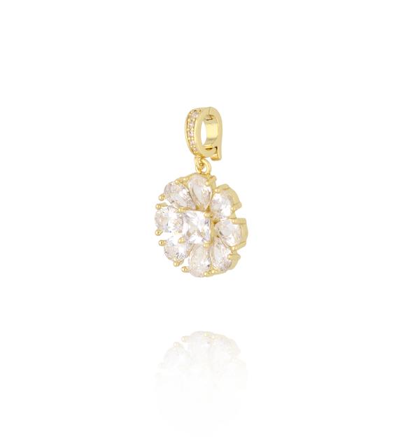 Charms złoty kwiat z kryształami CHSS0046