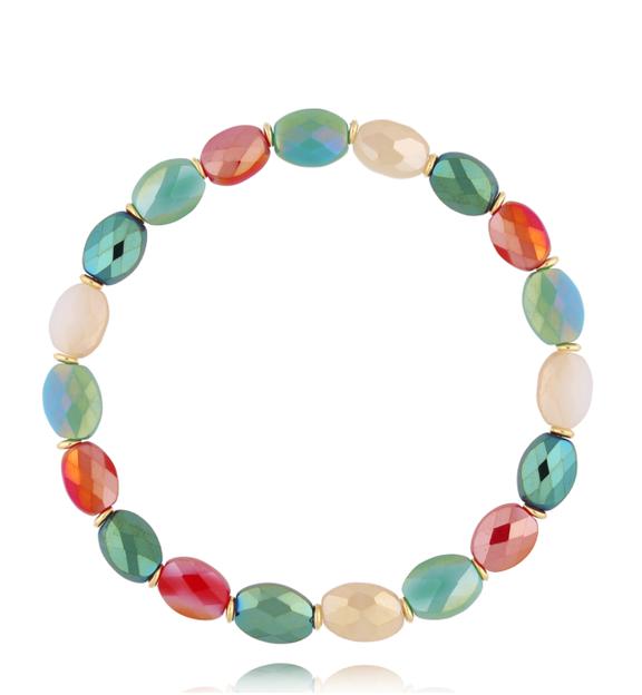 Bransoletka z zielonymi i czerwonymi kryształkami Togue BCY0048