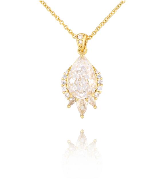 Naszyjnik złoty z kryształkiem NS0329