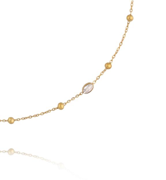 Naszyjnik złoty ze stali szlachetnej z kuleczkami i cyrkoniami NSY0893