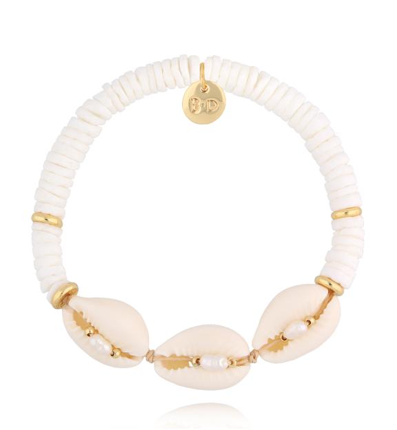Bransoletka biała z muszlami Ocean BPA0443