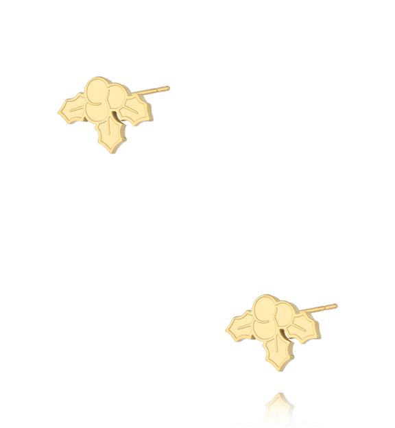 Kolczyki świąteczne listki złote KSA2283