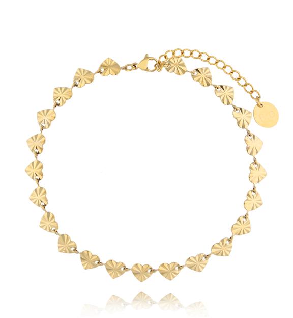 Bransoletka na nogę ze złotymi sercami BNSY0027