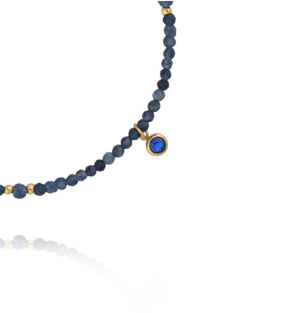 Bransoletka z niebieskiego jadeitu z delikatną zawieszką BTW3499