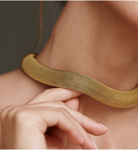 Naszyjnik choker typu mesh złoty NSY0608