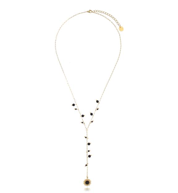 Naszyjnik złoty z czarnymi kryształkami Black Treasure NSY0060