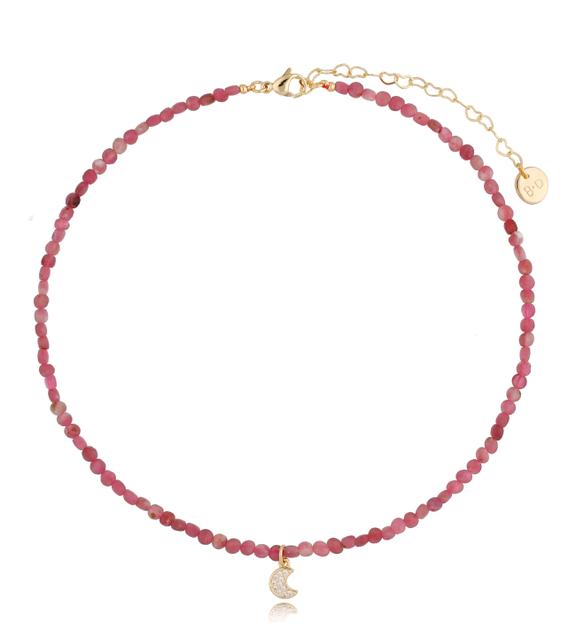 Naszyjnik wrzosowy z jadeitami i księżycem Cosmic NTW0375