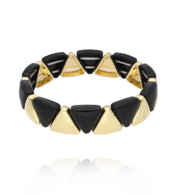 Bransoletka czarno-złota z trójkątnych ogniw BCR0037