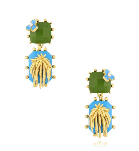 Kolczyki niebiesko zielone Tapak Tangan KJO0037