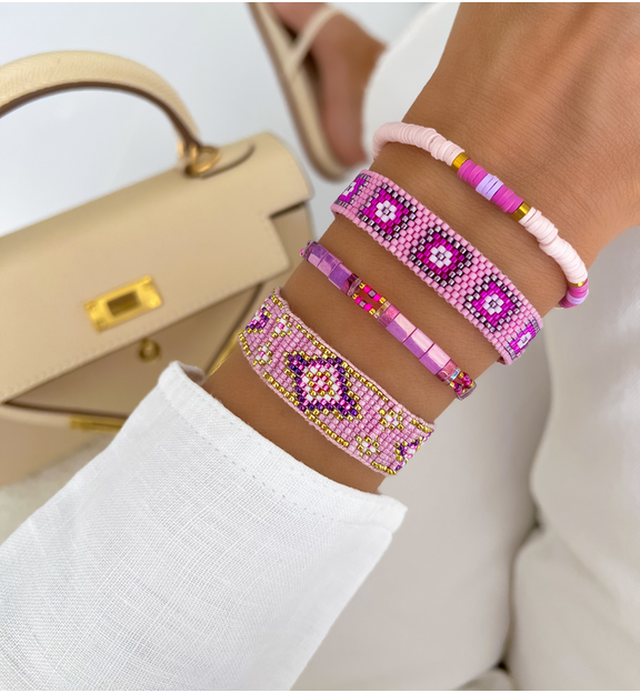 Bransoletka fioletowa pleciona Intrecciato BSC1962