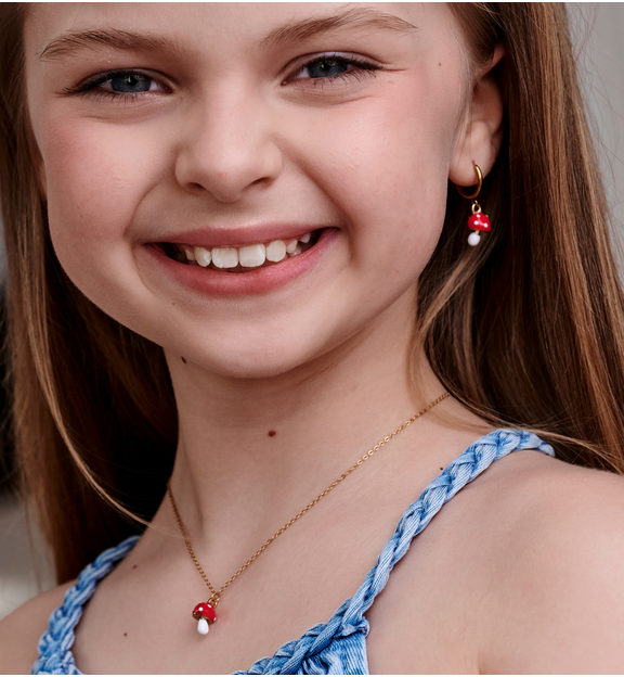 Zestaw biżuterii dla córki z czerwonymi grzybkami ZN0215