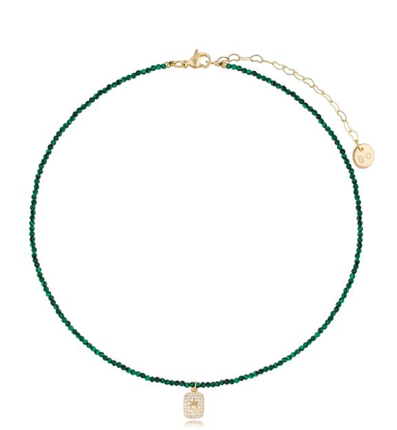 Naszyjnik z malachitami i złotą zawieszką Lifestyle NTW0616