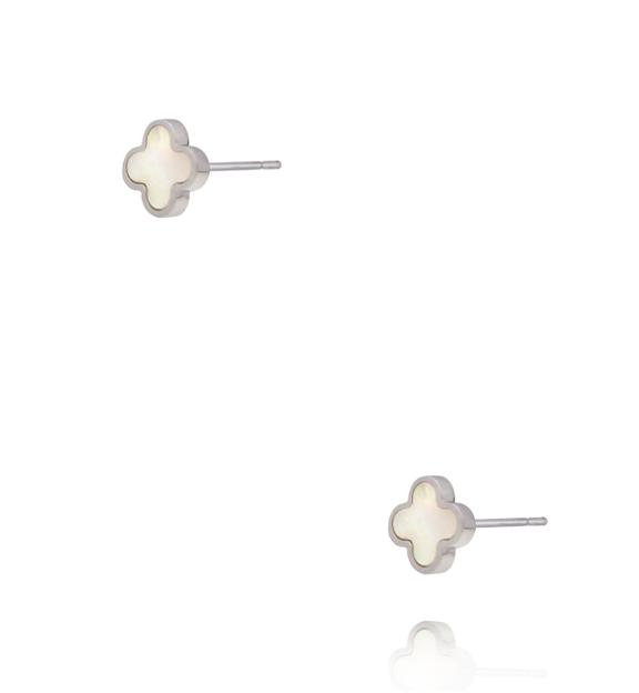 Kolczyki koniczynki z masą perłową srebrne KSA2576