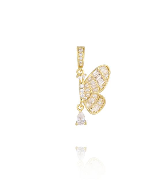 Charms złoty motyl z kryształkami i wiszącą łezką CHSS0008
