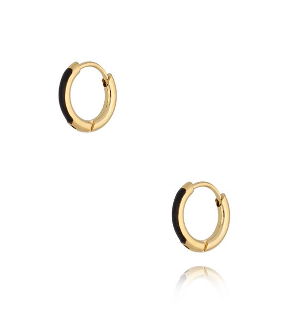 Kolczyki złote koła z czarną emalią Enamel Small Hoops KSA0804