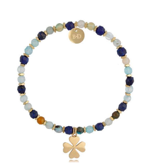 Bransoletka błękitno granatowa z koniczynką Trifoglio BSC1171