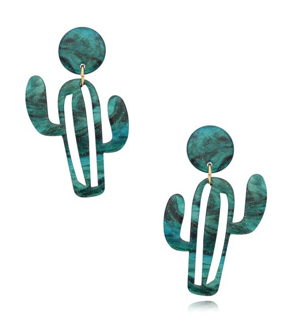 Kolczyki zielone z kaktusami Cactus KZA0079