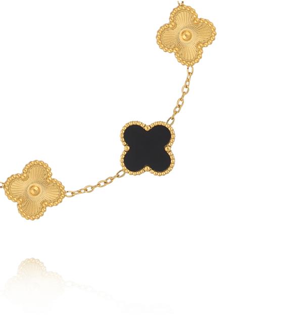Bransoletka z czarnymi i złotymi koniczynkami BSY0557
