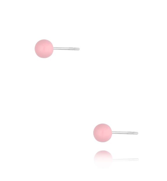 Kolczyki kulki z różową emalią 5 mm Enamel Balls KSA1714