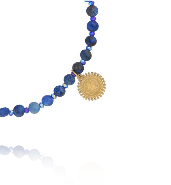 Bransoletka z sodalitu i kryształków z ozdobnym medalionem BTW3567