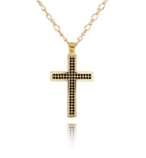 Naszyjnik z krzyżykiem czarny Madeline NRG0448