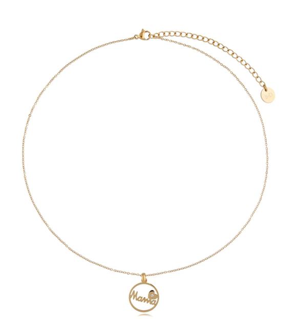 Naszyjnik ze stali szlachetnej złoty MAMA NSA0320