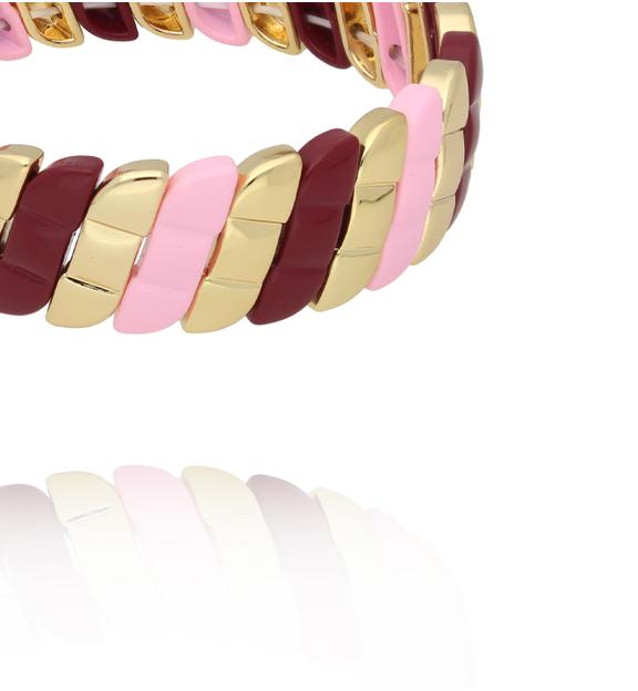 Bransoletka elastyczna w odcieniach różu, bordo i złota BCR0094