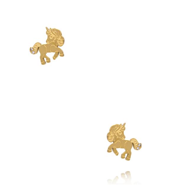 Kolczyki koniki z cyrkoniami – złote KSY0675