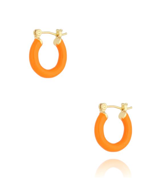 Kolczyki koła z pomarańczową emalią KSY0147